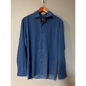Tom Baine Slim Fit Performance Shirt XL 17–17.5 Blue Stretch Wrinkle Free